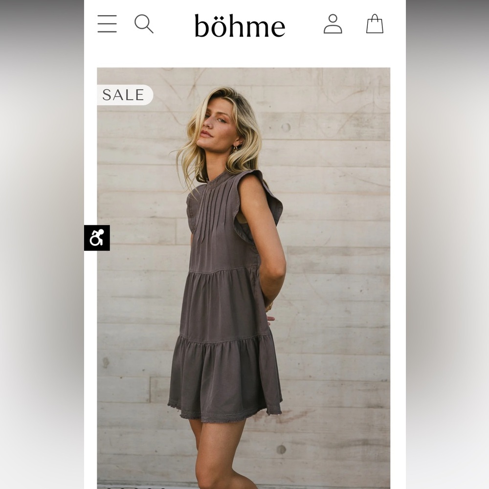 Böhme Regina Pleated Charcoal Mini Dress